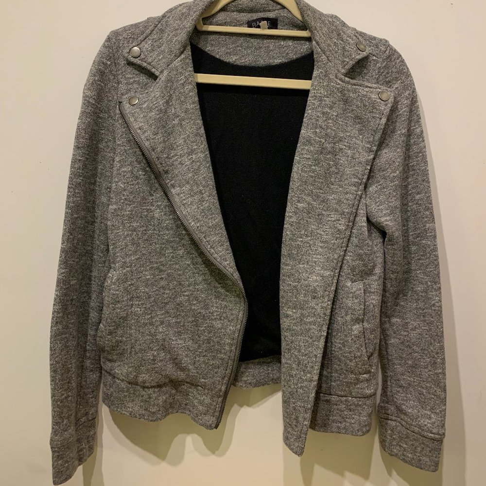 Bajee Gray Moto Jacket Sweater